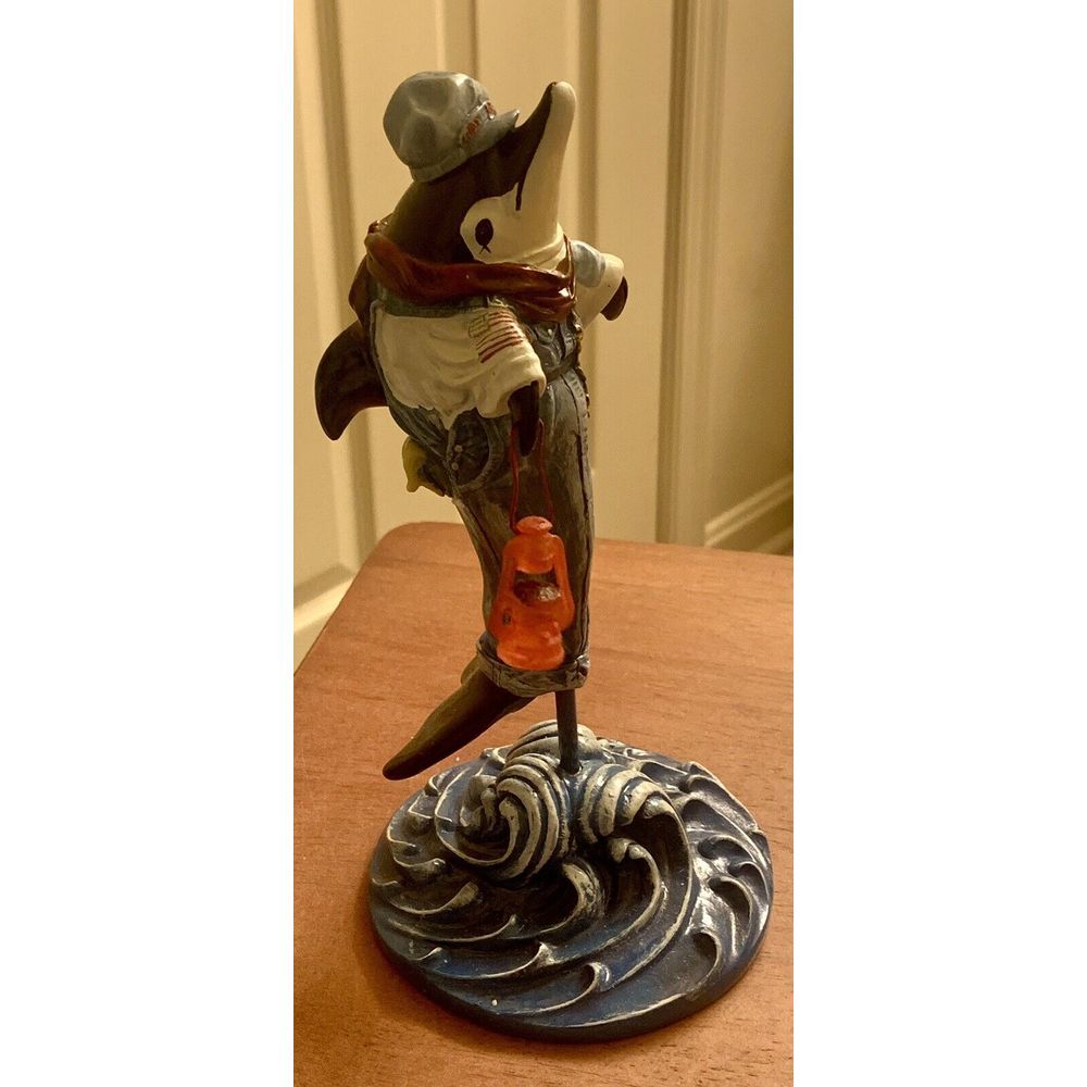 2003 Dolphins Around Town 8" Choo Choo Smiley #13519 Rare Beach Sculpture